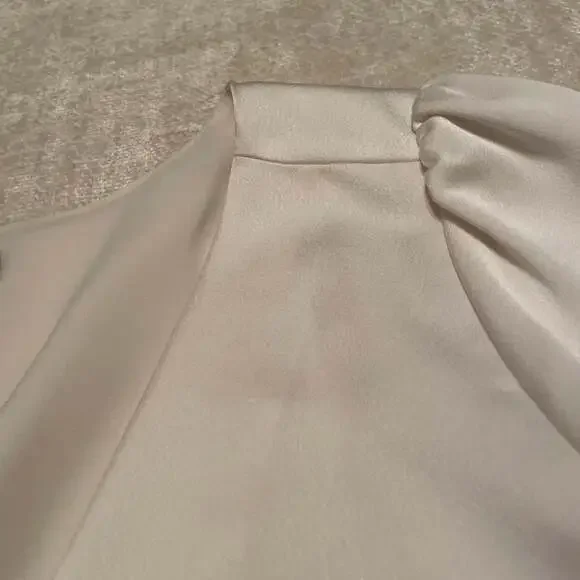 J. Crew Satin Long Sleeve Peplum Blouse Sz6 Ivory Old Money Lux - Picture 4 of 8